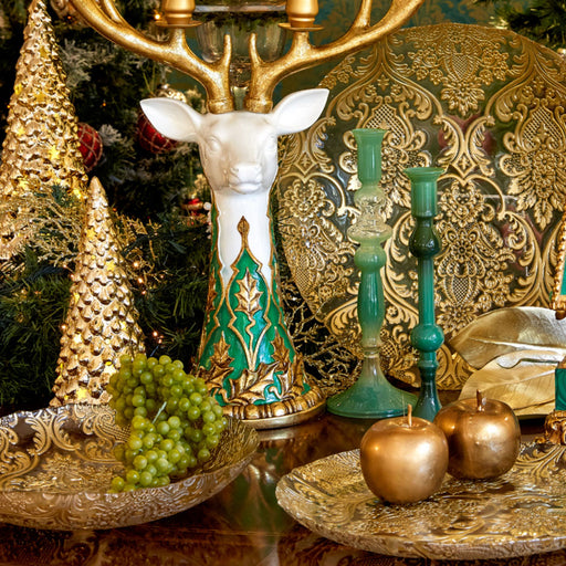 Elegantissima centro tavola natalizio ovale a tre candele col