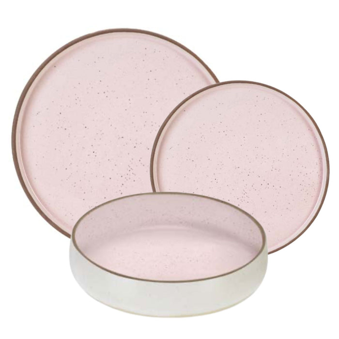 Fade Servizio di Piatti 18 Pezzi Biscuit Pink in Stoneware