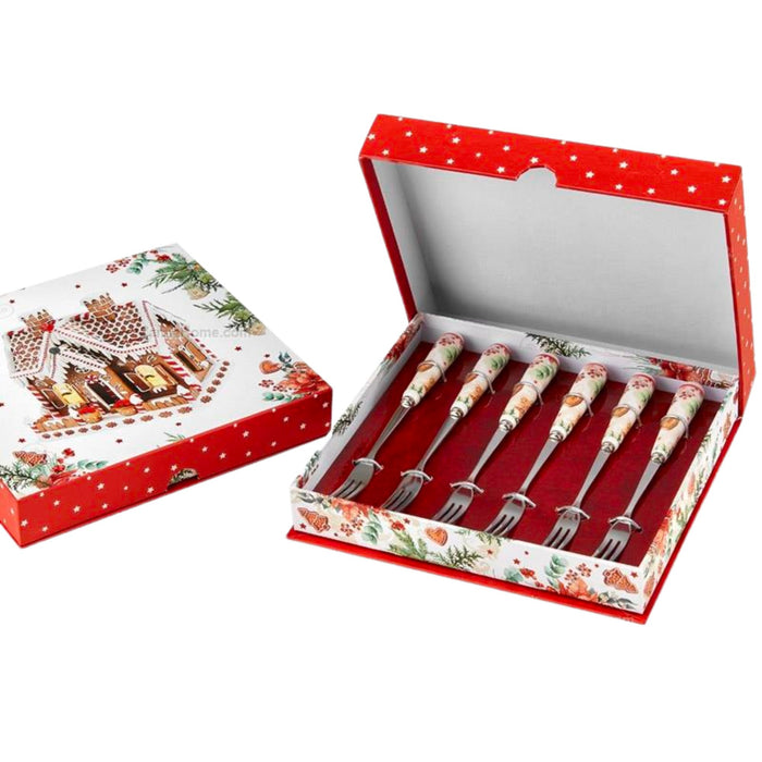 FADE GINGER BREAD SET 6 FORCHETTE IN NEW BONE CHINA E STAINLESS STEEL
