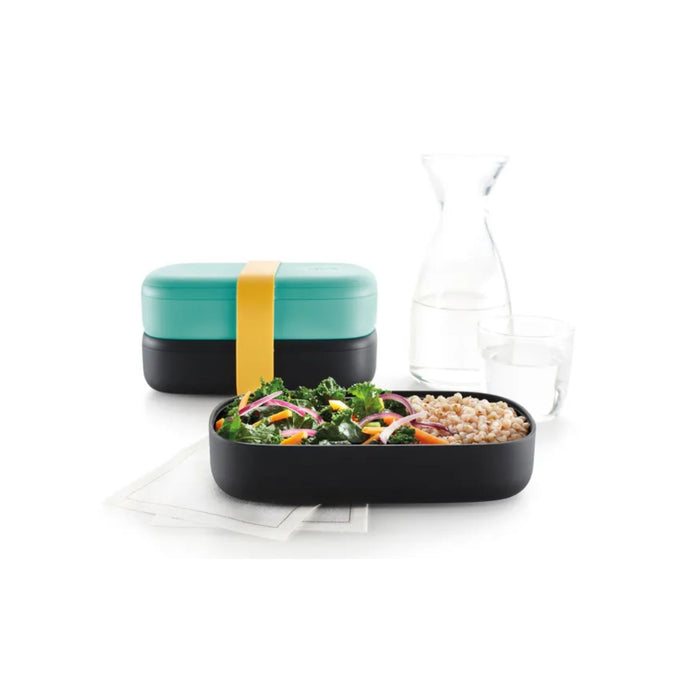 Lékué portapranzo lunchbox to go ermetico con 2 contenitori e portaposate