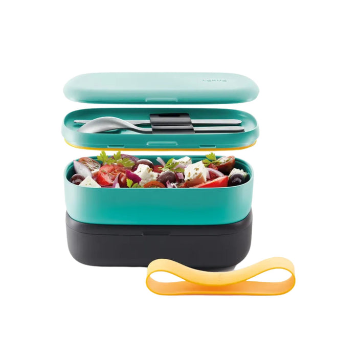 Lékué portapranzo lunchbox to go ermetico con 2 contenitori e portaposate